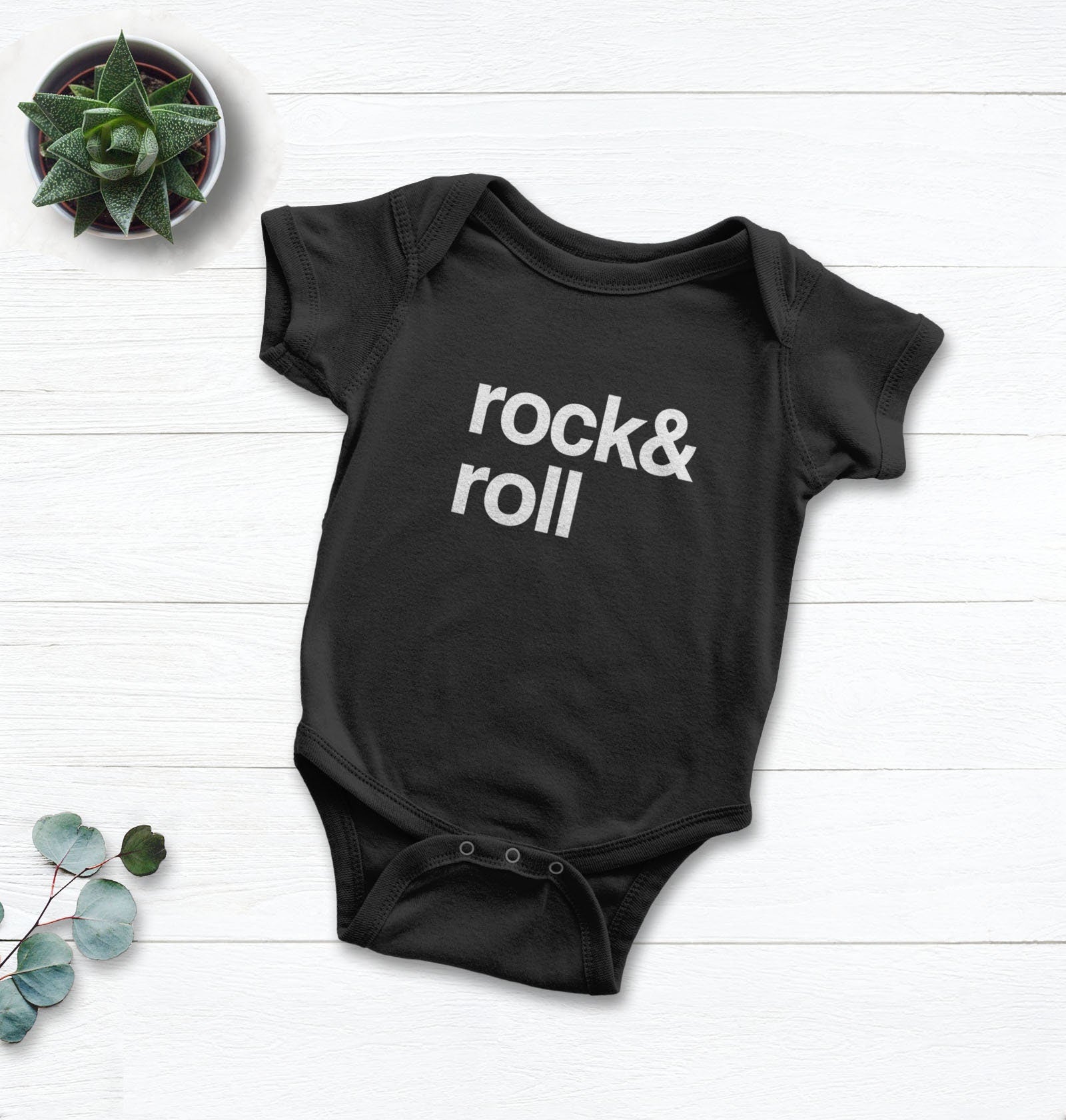 Rock and Roll Baby Bodysuit | Hipster Kids Clothing, Black Baby Bodysuit 6M by BootsTees