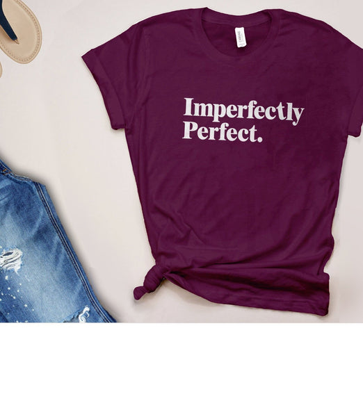 Imperfectly Perfect Graphic Tee | Women's Statement T Shirt with Saying, Black Unisex XS by BootsTees