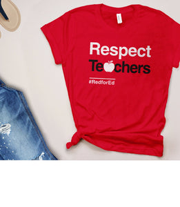Respect Teachers Shirt | Red for Ed Teacher T Shirt, Red Unisex XS by BootsTees
