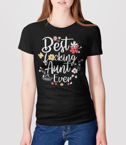 Funny Aunt Shirt | Best Aunt Ever tshirt for auntie, Black Unisex XS by BootsTees