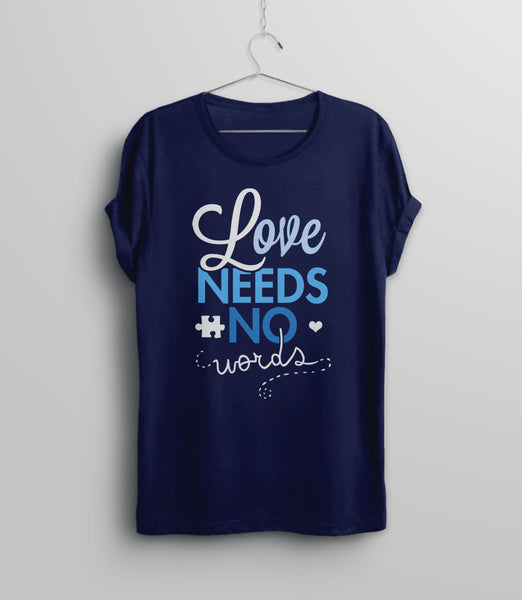 Autism Tshirt for Women | Love Needs No Words Shirt, Black Unisex XS by BootsTees