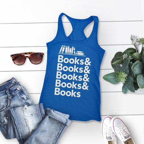 Ladies tank top for book lover, Royal Blue Unisex Tank S by BootsTees