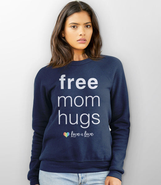 Free Mom Hugs Sweatshirt or Hoodie | LGBT mom sweater, Black Unisex Hoodie S by BootsTees