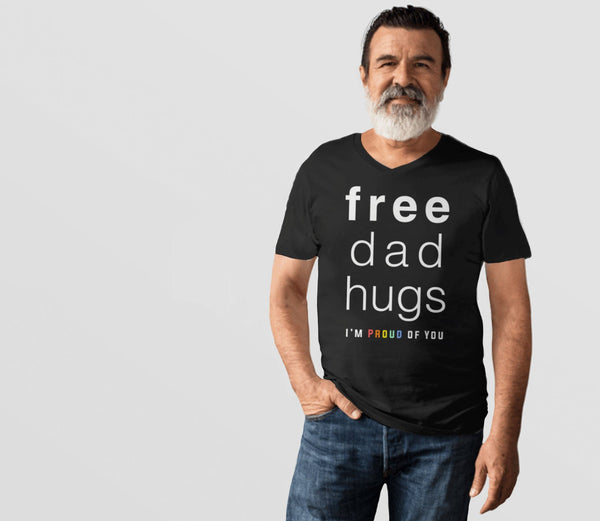 Free Dad Hugs Shirt | LGBT Dad Tshirt, Black Unisex XS by BootsTees