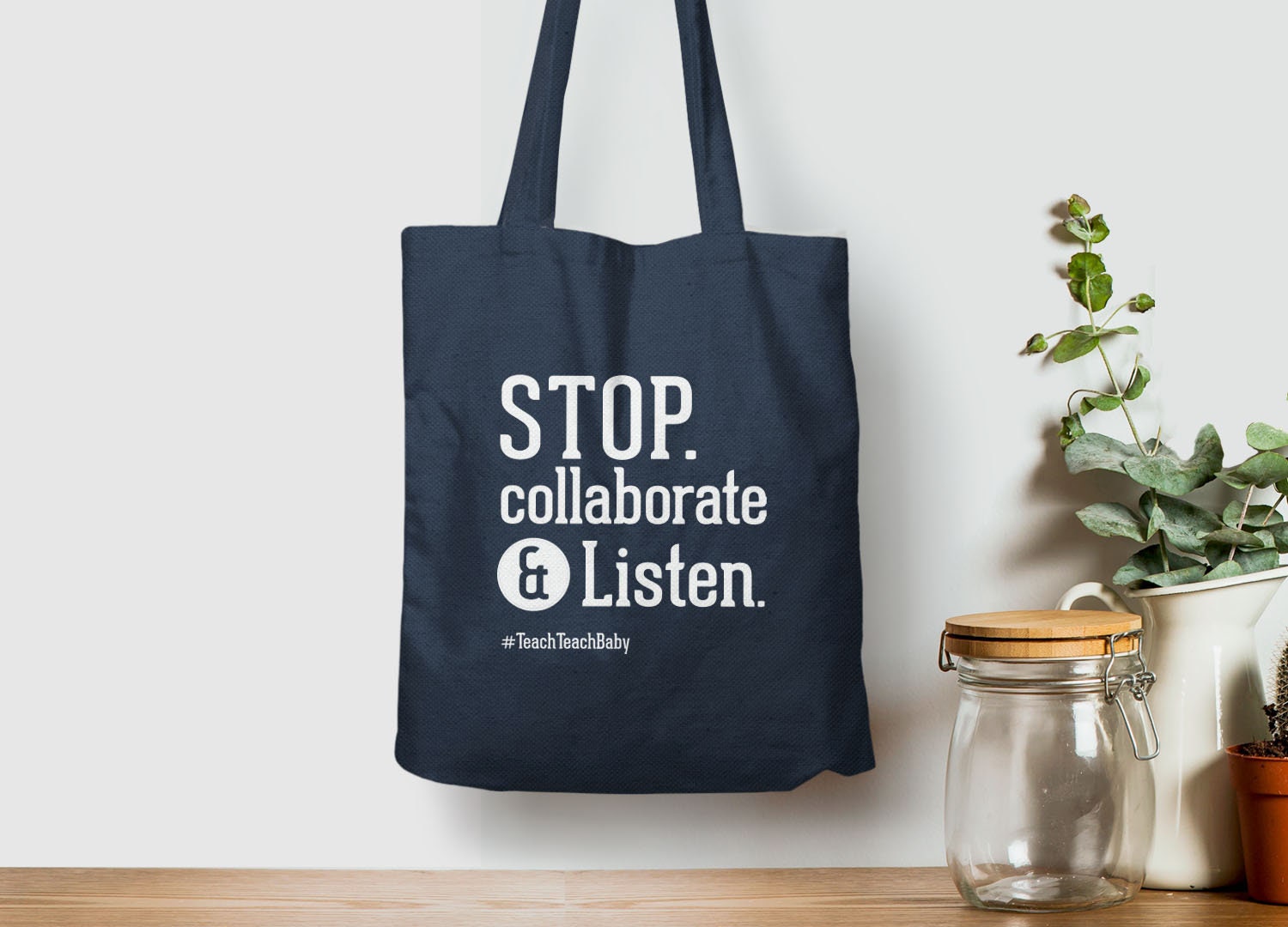 Teacher Gift Idea, Tote Bag Navy Blue by BootsTees