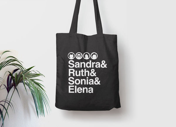 Feminist Tote Bag for Women | Canvas Tote bag with Female Supreme Court Justices, Tote Bag Black by BootsTees