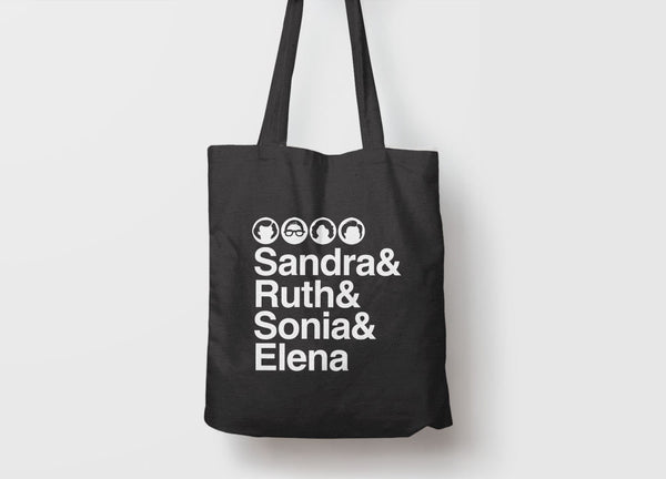 Feminist Tote Bag for Women | Canvas Tote bag with Female Supreme Court Justices, Tote Bag Black by BootsTees