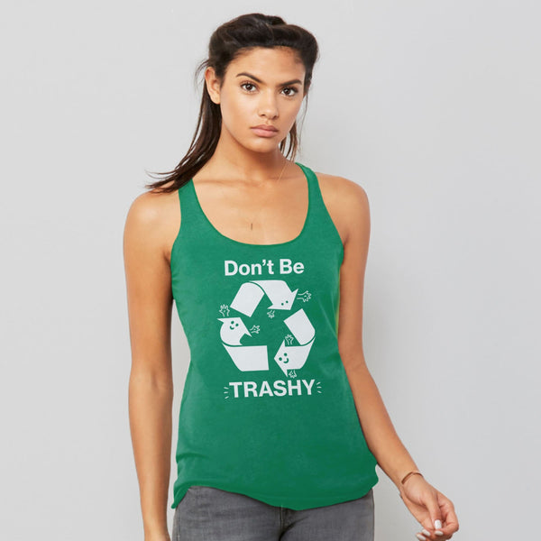 Recycle Tank Top for Women | Funny Summer Tank with saying, Kelly Green Womens Racerback S by BootsTees