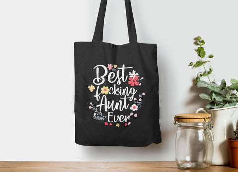 Best Fucking Aunt Tote Bag, Tote Bag Black by BootsTees