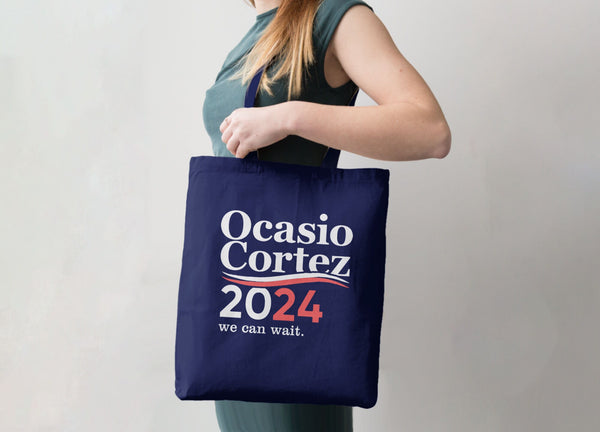 Vote AOC 2024 Tote Bag | Alexandria Ocasio Cortez for president, Tote Bag Navy Blue by BootsTees