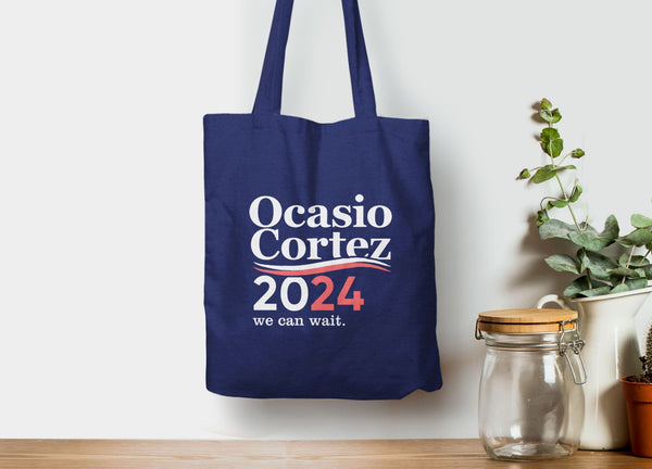 Vote AOC 2024 Tote Bag | Alexandria Ocasio Cortez for president, Tote Bag Navy Blue by BootsTees