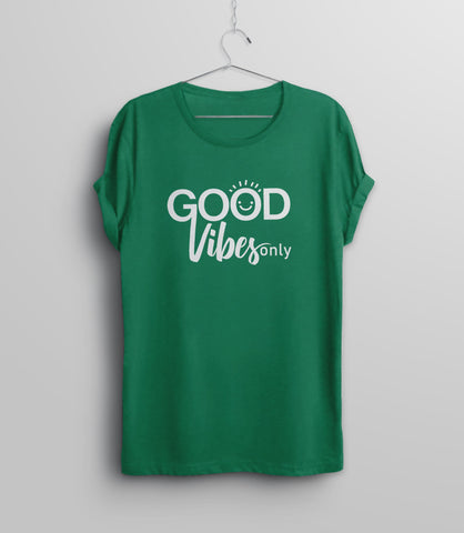 Good Vibes Only Shirt, Kelly Green Unisex XS by BootsTees