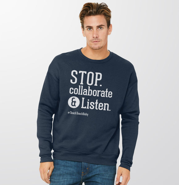Teacher Sweatshirt, Navy Blue Crew Sweatshirt S by BootsTees