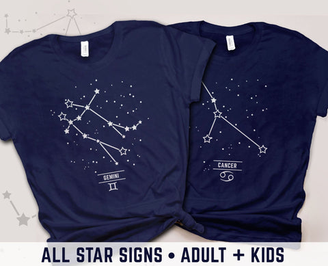 Star Sign Constellation Shirts | Matching Couples Tees, Aquarius Unisex XS by BootsTees