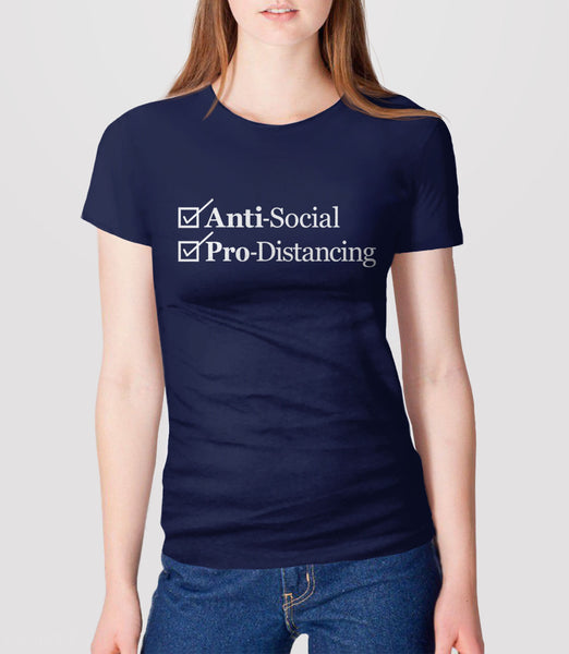 Social Distancing Shirt for Women or Men, Navy Blue Unisex S by BootsTees