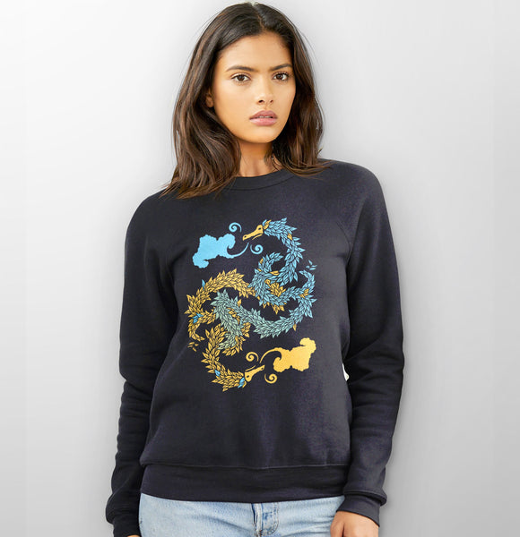 Chinese Dragon Yin Yang Sweatshirt, Black Unisex Hoodie S by BootsTees