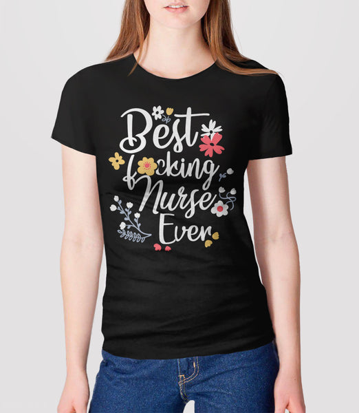Best Fucking Nurse Ever Shirt for LPN RN, Black Unisex S by BootsTees
