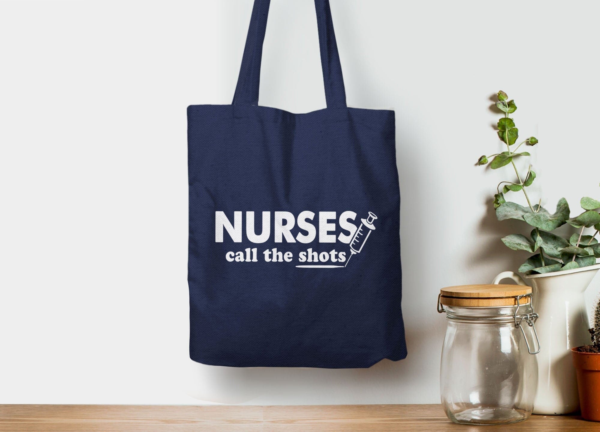 Nurses Call the Shots Tote Bag, Tote Bag by BootsTees