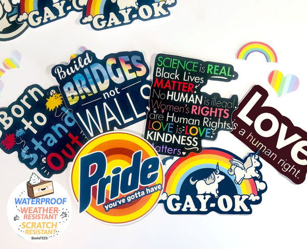 LGBT Pride Stickers, ALL SIX (6) STICKERS by BootsTees