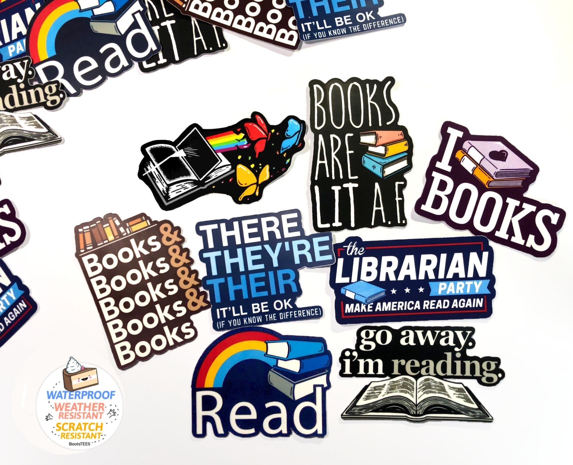 Cute Reading Sticker Pack (8 Stickers)