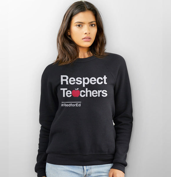Respect Teachers Sweatshirt or Hoodie | Red for Ed Sweater for Men or Women, Red Unisex Hoodie S by BootsTees