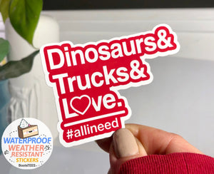 Dinosaurs Trucks and Love Sticker for boys