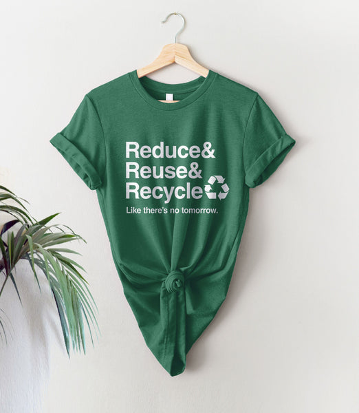 Reduce Reuse Recycle Shirt, Green Unisex XS by BootsTees