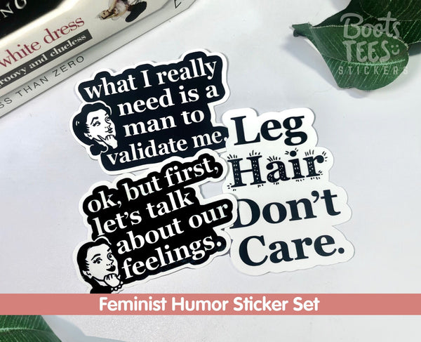 Funny Feminist Sticker Pack for Women, Set of 3 Vinyl Decals