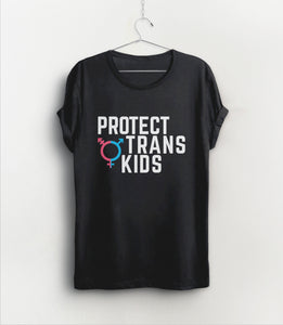 Protect Trans Kids T-Shirt, Navy Blue Unisex XS by BootsTees