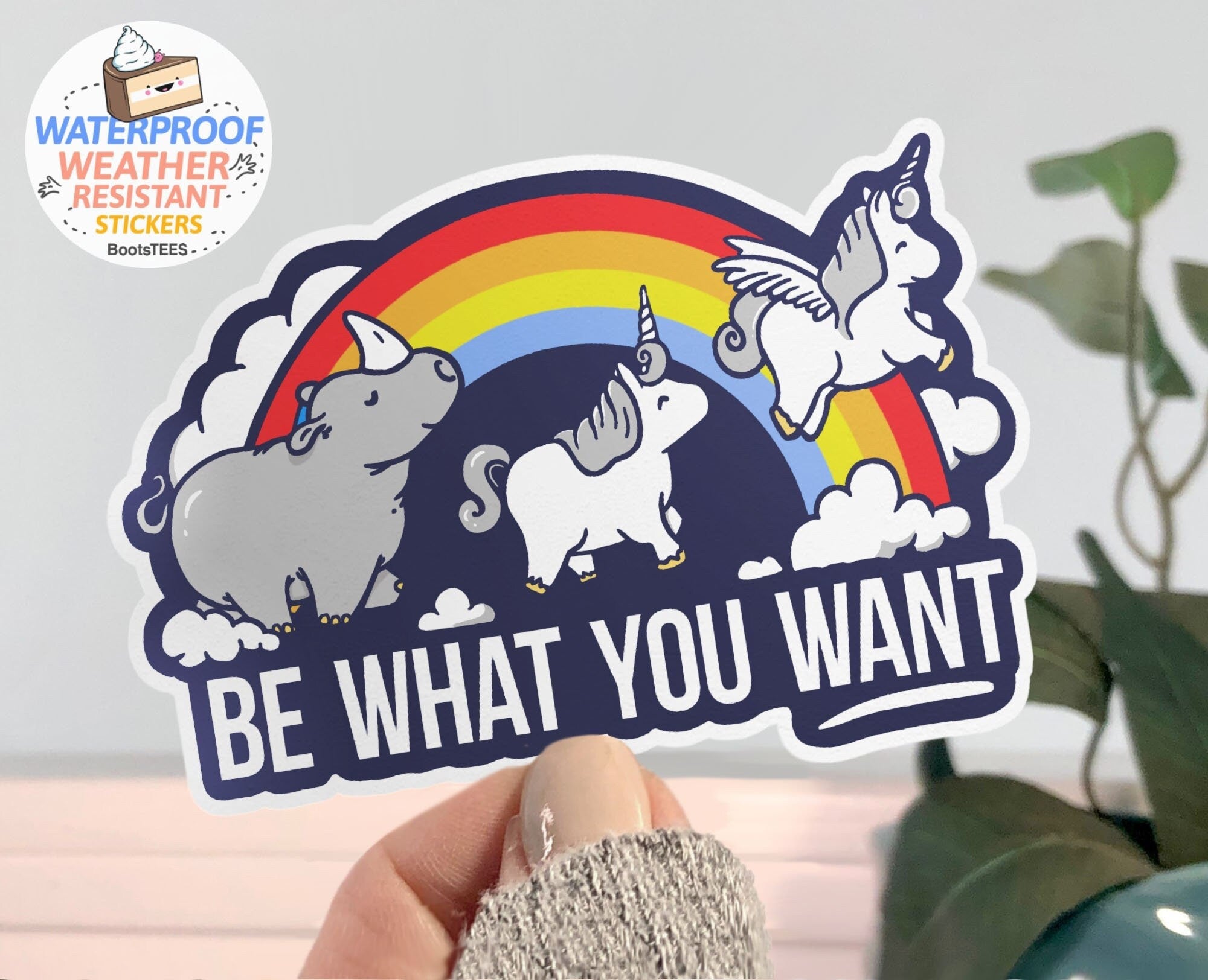 Be What You Want Rhino Unicorn Sticker
