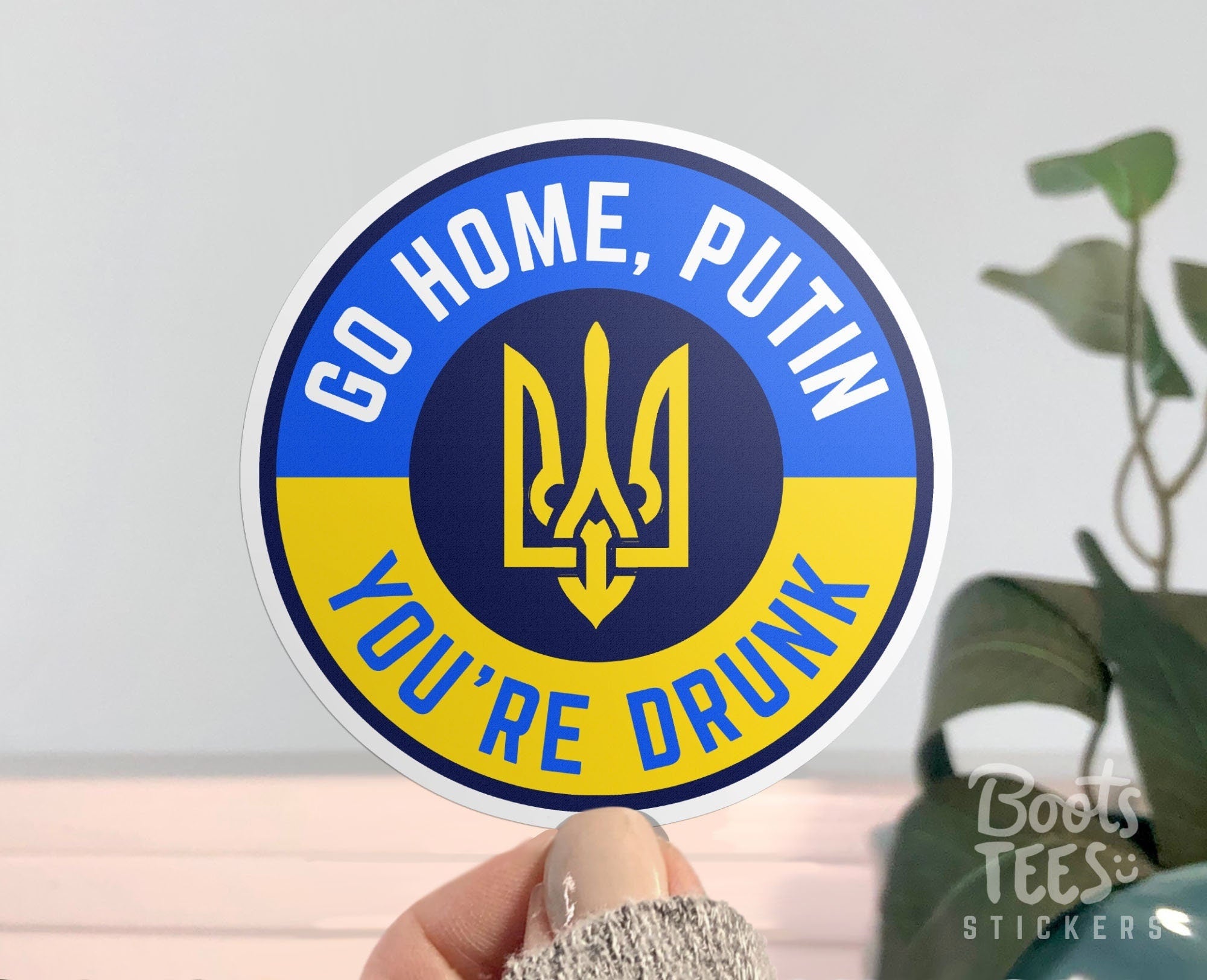 Go Home Putin You're Drunk Ukraine Flag Sticker
