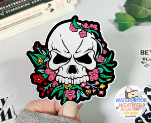 Skull and Flowers Sticker