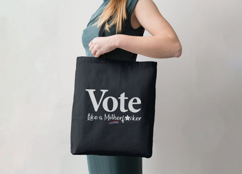 Vote Like a Mother Tote Bag, Tote Bag Black by BootsTees