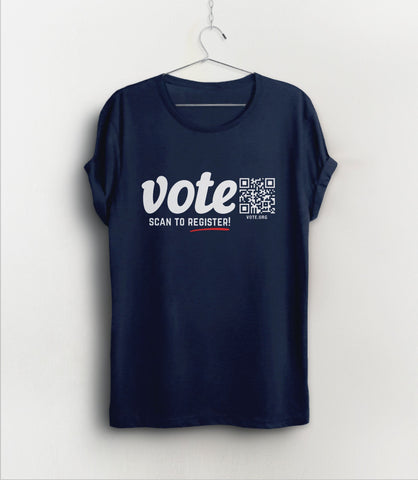 Vote QR Code Shirt, Black Unisex XS by BootsTees