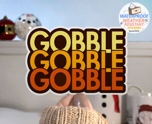 Retro Gobble Gobble Sticker, One (1) Sticker by BootsTees