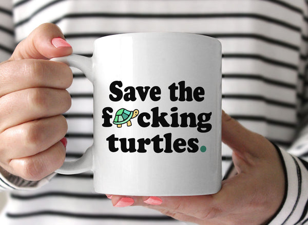 Save the Turtles Mug, White Mug by BootsTees