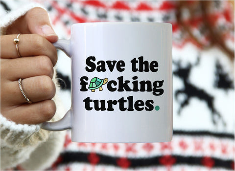 Save the Turtles Mug, White Mug by BootsTees