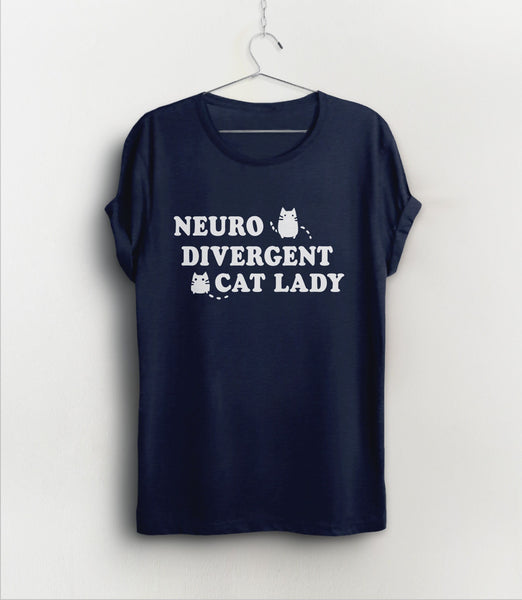 Neurodivergent Cat Lady Shirt, Black Unisex XS by BootsTees
