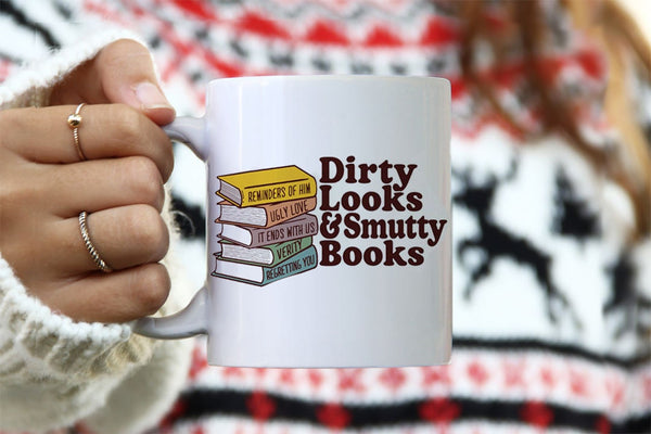 Dirty Looks and Smutty Books Mug, by BootsTees