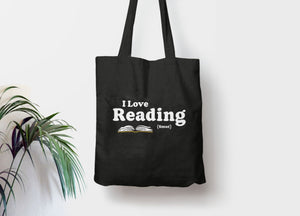 I Love Reading Smut Tote Bag, Tote Bag Navy Blue by BootsTees