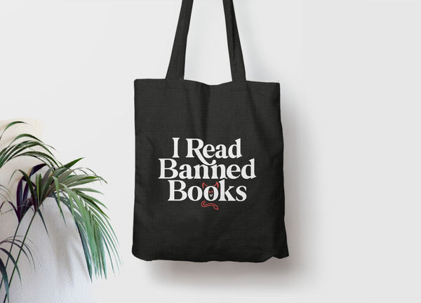 I Read Banned Books Tote Bag, Tote Bag Black by BootsTees