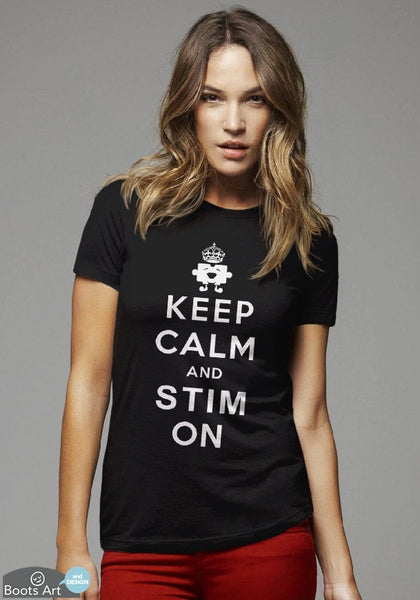 Autism Shirt | Keep Calm and Stim On | Autism Awareness Shirt | Tommy Foundation | Autism Clothing | Aspergers Tshirt | Mens womens kids tee, Black Unisex S by BootsTees