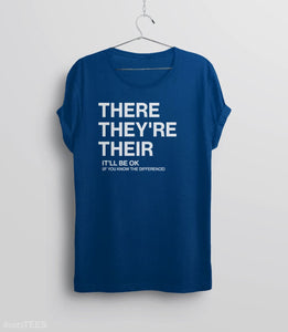 Grammar Shirt for English Teacher, Royal Blue Unisex XS by BootsTees