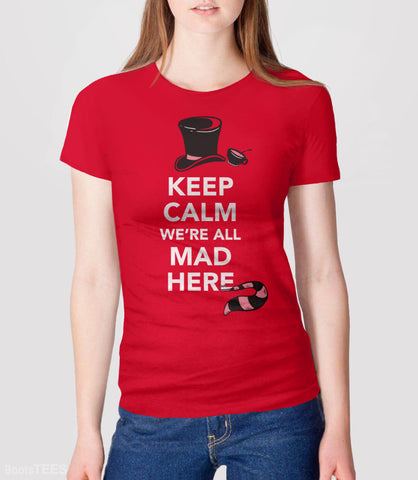 Alice in Wonderland Shirt, Red Unisex XS by BootsTees